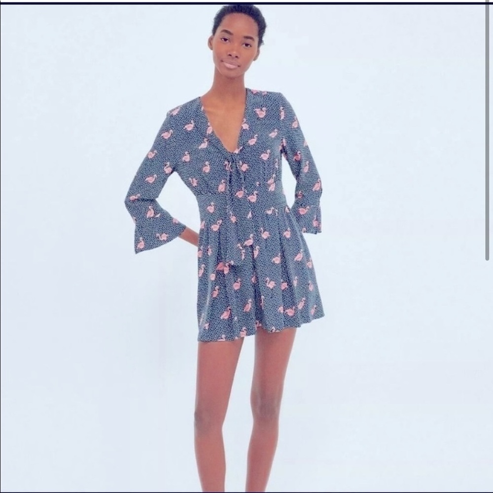 Zara Flamingo Print Romper